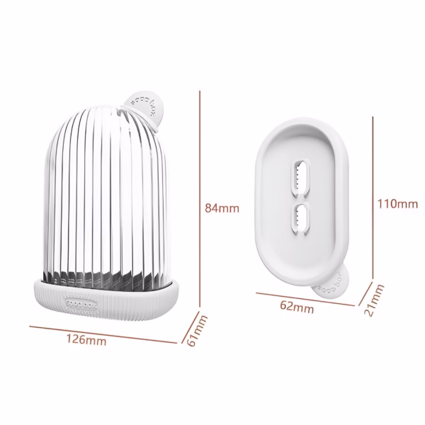 Sapuniera de Calatorie, Flippy, Suport pentru Sapun cu Scurgere a Apei, Recipient cu Capac Depozitare, Savoniera pentru Baie, 12.6x6.1x8.4cm, Alb - imagine 10