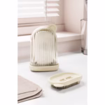 Sapuniera de Calatorie, Flippy, Suport pentru Sapun cu Scurgere a Apei, Recipient cu Capac Depozitare, Savoniera pentru Baie, 12.6x6.1x8.4cm, Crem - imagine 2
