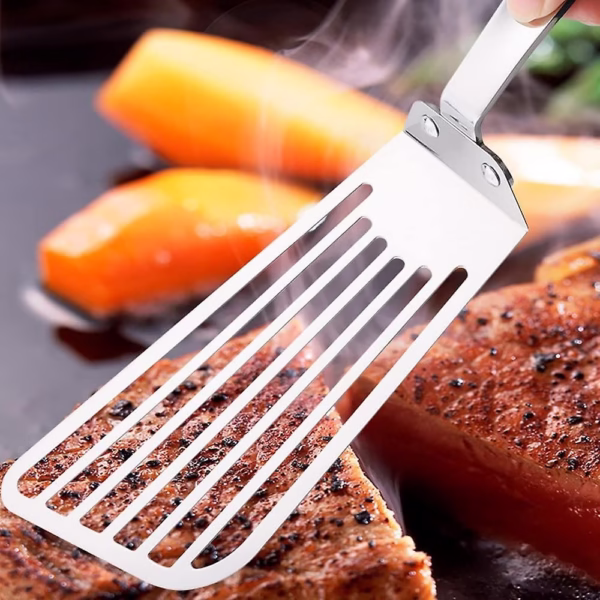 Spatula flexibila Flippy, Fish Turner, din otel, durabila, cu margini subtiri pentru taiere, pentru carne, oua, peste, multifunctionala, argintiu - imagine 7