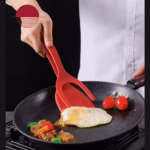 Spatula Multifunctionala tip Cleste, Flippy, Spatula Cleste pentru Gatit, Silicon PP, pentru Alimente, Carne, Paine, 31 x 8.5 cm Rosu - imagine 2