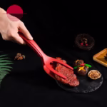 Spatula Multifunctionala tip Cleste, Flippy, Spatula Cleste pentru Gatit, Silicon PP, pentru Alimente, Carne, Paine, 31 x 8.5 cm Rosu - imagine 3