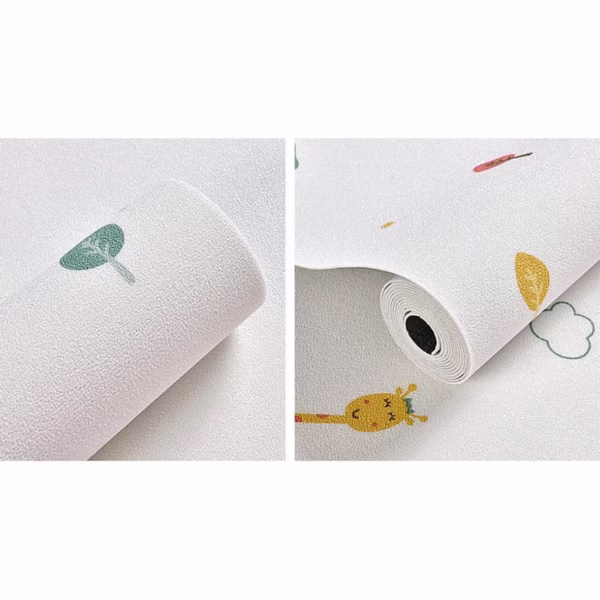 Rola Autoadeziva pentru Perete, Flippy, din Panza, 10 m, Rezistenta la Umezeala, 2.5 mm Grosime, Model Girafa si Elefant, Multicolor - imagine 2