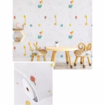 Rola Autoadeziva pentru Perete, Flippy, din Panza, 10 m, Rezistenta la Umezeala, 2.5 mm Grosime, Model Girafa si Elefant, Multicolor