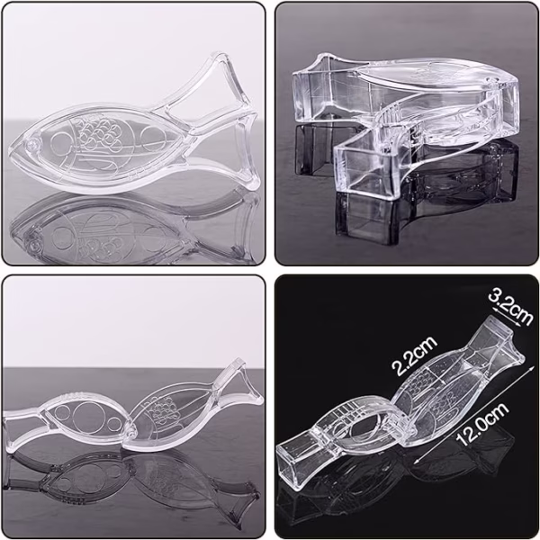 Storcator de Citrice Manual, Flippy, Rezistente, Usor de Folosit si Depozitat, Durabil, Calitativ, 12x5.2 cm, Model Peste, Transparent - imagine 4