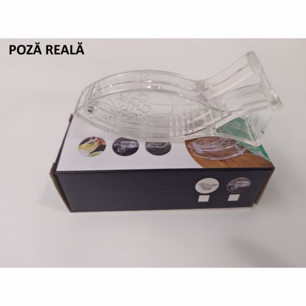 Storcator de Citrice Manual, Flippy, Rezistente, Usor de Folosit si Depozitat, Durabil, Calitativ, 12x5.2 cm, Model Peste, Transparent - imagine 12