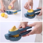 Storcator manual citrice, Flippy, pentru lamai, portocale, cu actiune dubla, usor de utilizat, material ABS rezistent, 8x10x22 cm, albastru - imagine 5