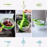 Strecuratoare multifunctionala rotativa, cu maner, material ABS, 22x12 cm, maner 18 cm, cu ventuza pentru prindere sigura, practic si usor de folosit, verde - imagine 6
