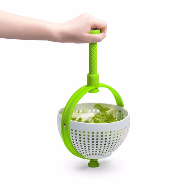 Strecuratoare multifunctionala rotativa, cu maner, material ABS, 22x12 cm, maner 18 cm, cu ventuza pentru prindere sigura, practic si usor de folosit, verde - imagine 7
