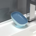 Savoniera din Plastic, Flippy, cu Ventuza, Design Modern, Albastru - imagine 4