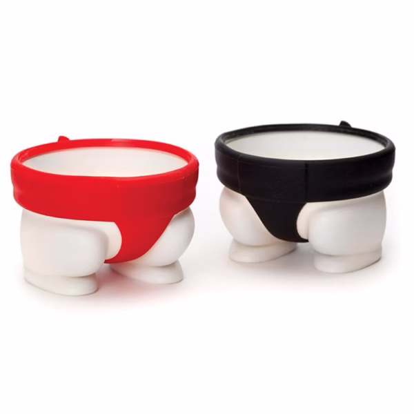 Set 2 Suporturi pentru Oua Fierte, Flippy, Model Sumo, din Silicon si PP, Multicolor - imagine 2