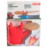 Suport Capac Anti- Varsare, Suport Lingura pentru Oala, Flippy, Model in Forma de Deget, din Silicon, Rosu - imagine 2