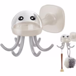 Suport Cuier pentru Perete, Flippy, Model Caracatita, Adeziv, 10 x 8.5 cm, 6 Brate, Crem - imagine 6