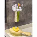 Suport de Baie, Flippy, Multifunctional, pentru Periute/Cabluri, din PVC, cu Ventuza, Model Manusa Mickey Mouse, 7 x 6.5 cm, Alb - imagine 5