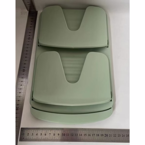 Suport de Bucatarie, Flippy, pentru Capace/Tocatoare, din Plastic, Colectare Apa Scursa, Montare fara Perfoarare, 33.3 x 20.7 x 3.5 cm, Verde - imagine 6