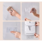Suport de Bucatarie, Flippy, pentru Capace/Tocatoare, din Plastic, Colectare Apa Scursa, Montare fara Perfoarare, 33.3 x 20.7 x 3.5 cm, Alb - imagine 3