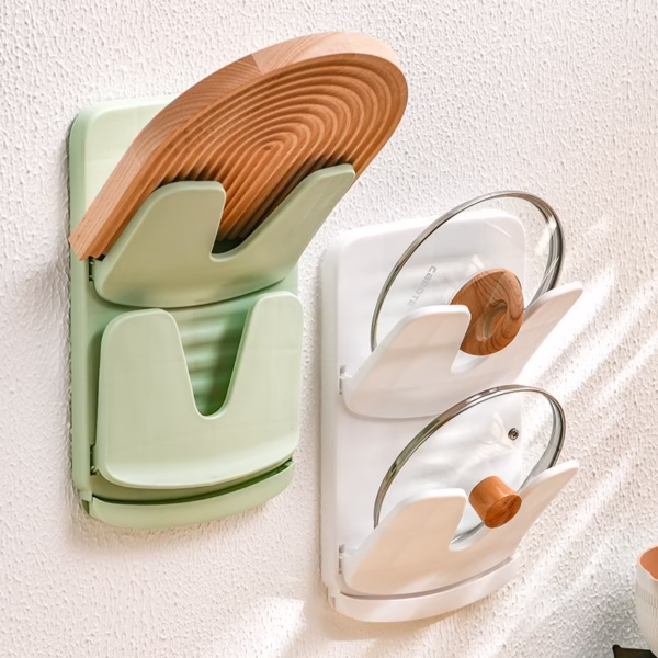 Suport de Bucatarie, Flippy, pentru Capace/Tocatoare, din Plastic, Colectare Apa Scursa, Montare fara Perfoarare, 33.3 x 20.7 x 3.5 cm, Alb - imagine 5