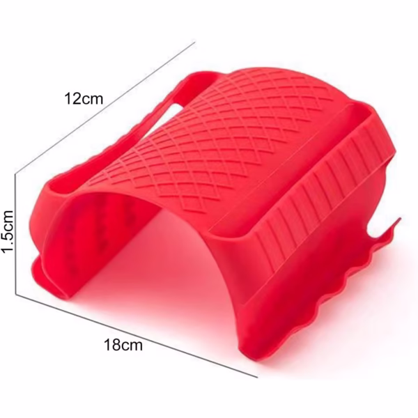 Suport de Silicon Multifunctional de Mana, Flippy, pentru Cuptor, Alimente Fierbinti, Carne, Izolare Termica, Anti-alunecare, 18x12x1.5 cm, Rosu - imagine 4