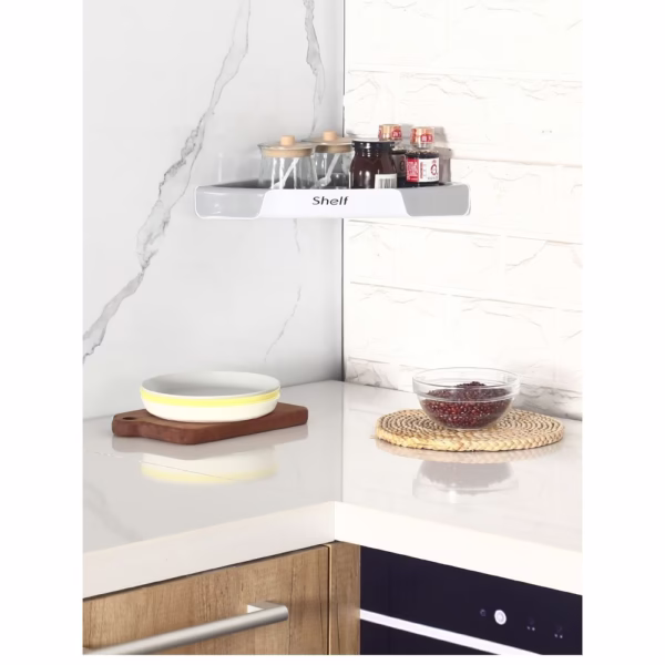 Suport Depozitare, Flippy, din Plastic, Montare fara Perforatii, pentru Baie/Bucatarie, 28 x 39 x 4.5 cm, Gri - imagine 2