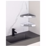 Suport Depozitare, Flippy, din Plastic, Montare fara Perforatii, pentru Baie/Bucatarie, 28 x 39 x 4.5 cm, Gri - imagine 5
