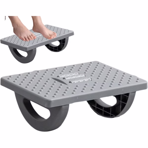Suport Ergonimic pentru Picioare, Flippy, Plastic, cu Role de Masaj pentru Talpi, pentru Birou, Usor de Transportat, Detasabil, 33.5x24x12 cm, Gri - imagine 2