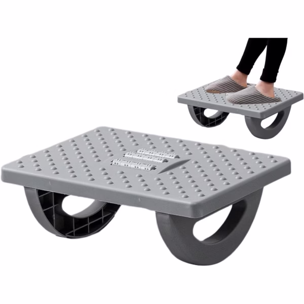 Suport Ergonimic pentru Picioare, Flippy, Plastic, cu Role de Masaj pentru Talpi, pentru Birou, Usor de Transportat, Detasabil, 33.5x24x12 cm, Gri - imagine 5