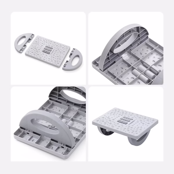 Suport Ergonimic pentru Picioare, Flippy, Plastic, cu Role de Masaj pentru Talpi, pentru Birou, Usor de Transportat, Detasabil, 33.5x24x12 cm, Gri - imagine 6