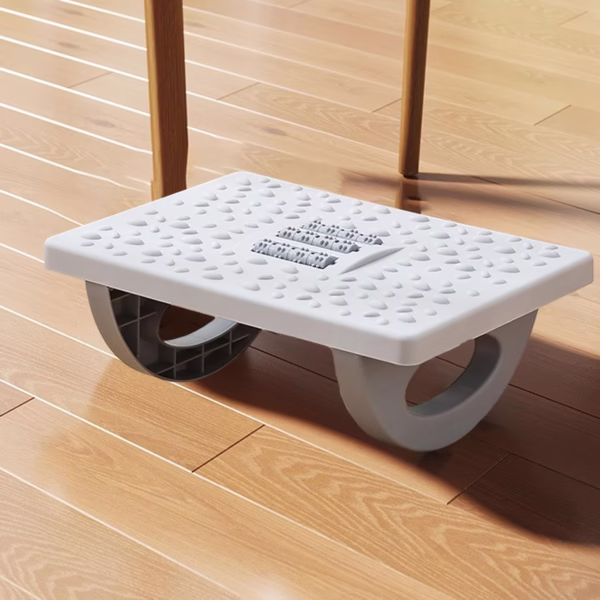 Suport Ergonimic pentru Picioare, Flippy, Plastic, cu Role de Masaj pentru Talpi, pentru Birou, Usor de Transportat, Detasabil, 33.5x24x12 cm, Gri - imagine 8