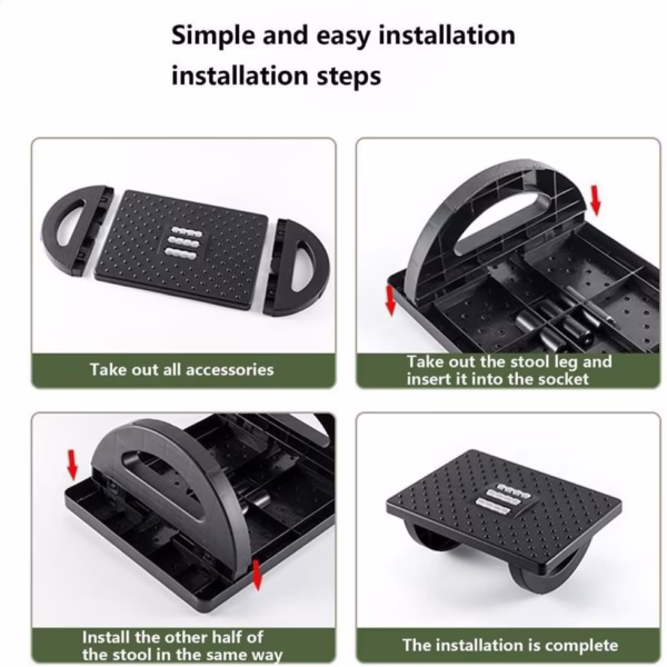 Suport Ergonimic pentru Picioare, Flippy, Plastic, cu Role de Masaj pentru Talpi, pentru Birou, Usor de Transportat, Detasabil, 33.5x24x12 cm, Negru - imagine 3
