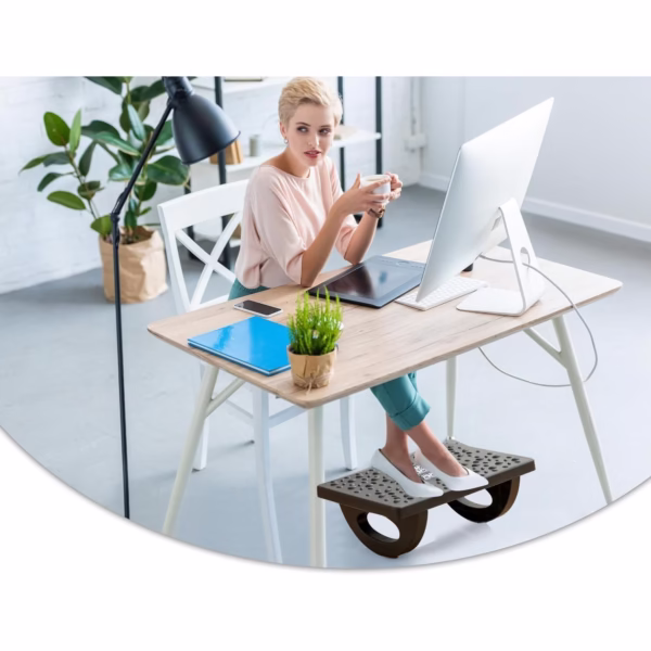 Suport Ergonimic pentru Picioare, Flippy, Plastic, cu Role de Masaj pentru Talpi, pentru Birou, Usor de Transportat, Detasabil, 33.5x24x12 cm, Negru - imagine 4