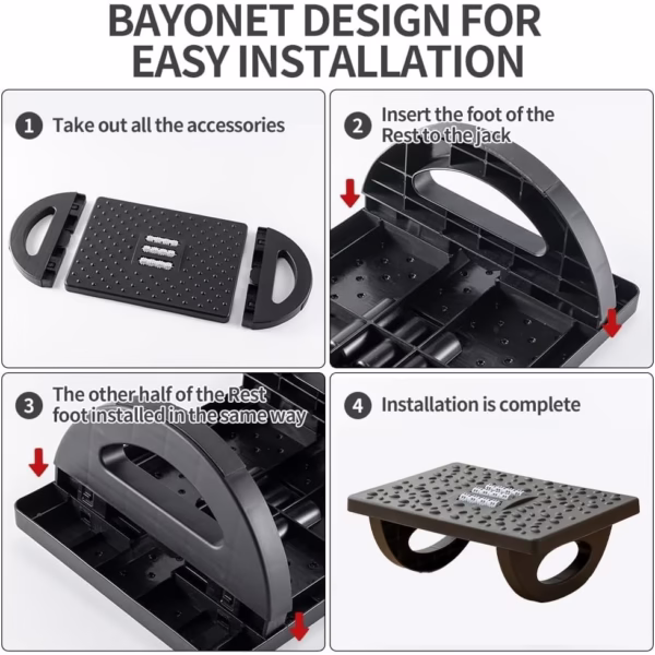 Suport Ergonimic pentru Picioare, Flippy, Plastic, cu Role de Masaj pentru Talpi, pentru Birou, Usor de Transportat, Detasabil, 33.5x24x12 cm, Negru - imagine 5