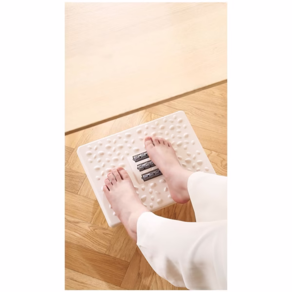 Suport Ergonimic pentru Picioare, Flippy, Plastic, cu Role de Masaj pentru Talpi, pentru Birou, Usor de Transportat, Detasabil, 33.5x24x12 cm, Alb - imagine 3