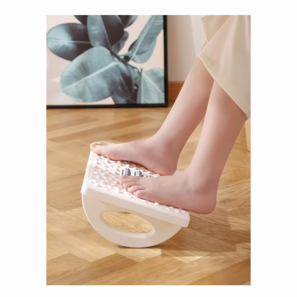 Suport Ergonimic pentru Picioare, Flippy, Plastic, cu Role de Masaj pentru Talpi, pentru Birou, Usor de Transportat, Detasabil, 33.5x24x12 cm, Alb - imagine 4
