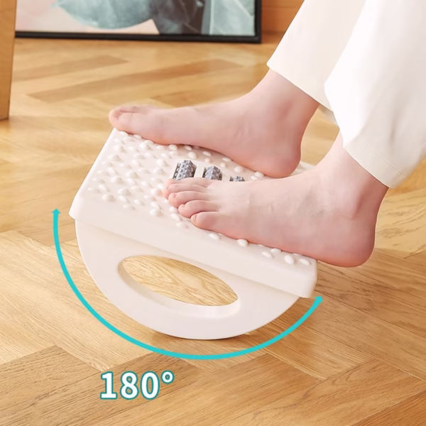 Suport Ergonimic pentru Picioare, Flippy, Plastic, cu Role de Masaj pentru Talpi, pentru Birou, Usor de Transportat, Detasabil, 33.5x24x12 cm, Alb - imagine 6