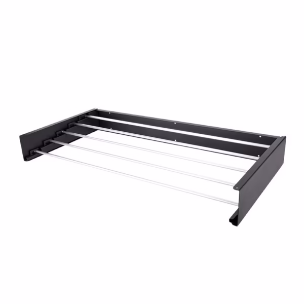 Suport Haine, Flippy, Depozitare si Uscare Rufe, din Aluminiu, Pliabil, Impermeabil, Montare prin Perforare, 80 cm, Negru - imagine 5