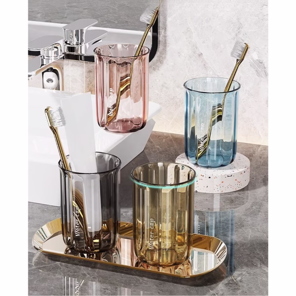 Suport Multifunctional 2 in 1, Pahar si Suport pentru Periuta de Dinti, Flippy, Plastic, Dimensiune: 10.4 x 7.3 x 7.3 cm, Gri - imagine 4