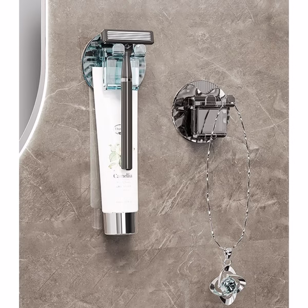 Suport Multifunctional 2 in 1, Pahar si Suport pentru Periuta de Dinti, Flippy, Plastic, Dimensiune: 10.4 x 7.3 x 7.3 cm, Roz - imagine 7