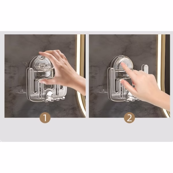Suport Multifunctional Dublu, Pahar si Suport pentru Periuta de Dinti, Flippy, Plastic, 11 cm x 11.5 cm, Gri - imagine 5