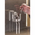 Suport Multifunctional Dublu, Pahar si Suport pentru Periuta de Dinti, Flippy, Plastic, 11 cm x 11.5 cm, Transparent - imagine 3