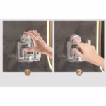 Suport Multifunctional Dublu, Pahar si Suport pentru Periuta de Dinti, Flippy, Plastic, 11 cm x 11.5 cm, Transparent - imagine 4