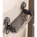 Suport pentru Baie, Flippy, Montare pe Perete, Model Pisicute, ABS, Adeziv, Raft pentru Depozitare, 33.4x17.7 cm, Negru - imagine 6