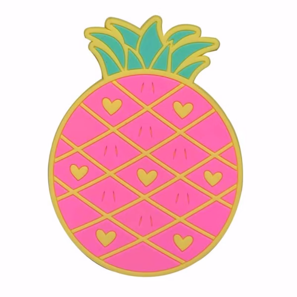 Suport pentru Pahar, Flippy, Model Ananas, din PVC, 12 x 9 cm, Rezistent la Caldura, Roz - imagine 1