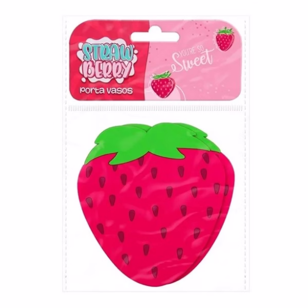 Suport pentru Pahar, Flippy, Model Capsuna, din PVC, 10 x 12 cm, Rezistent la Caldura, Rosu - imagine 4