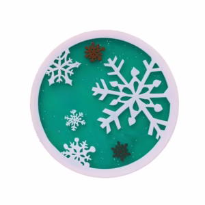 Suport pentru Pahar, Flippy, Model Fulg de Nea, din PVC, 10 cm, Rezistent la Caldura, Verde