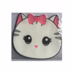 Suport pentru Pahar, Flippy, Model Pisicuta, din PVC, 15.5 x 15.5 cm, Rezistent la Caldura, Alb/Roz