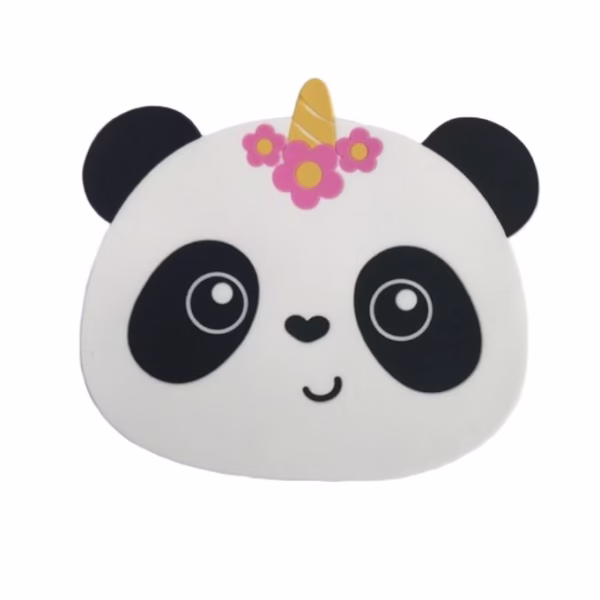Suport pentru Pahar, Flippy, Model Urs Panda, din PVC, 18.5x16 cm, Rezistent la Caldura, Alb/Negru - imagine 1