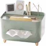 Suport pentru Servetele, Flippy, Cutie Multifunctionala, Design Minimalist, ABS, cu Suport pentru Obiectele Personale, pentru Birou, 21x15x13 cm, Verde - imagine 3
