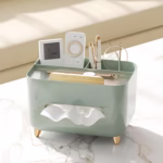 Suport pentru Servetele, Flippy, Cutie Multifunctionala, Design Minimalist, ABS, cu Suport pentru Obiectele Personale, pentru Birou, 21x15x13 cm, Verde - imagine 6