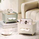 Suport pentru Servetele, Flippy, Cutie Multifunctionala, Design Minimalist, ABS, cu Suport pentru Obiectele Personale, pentru Birou, 21x15x13 cm, Crem - imagine 9