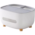 Suport pentru Servetele, Flippy, Cutie Multifunctionala, Design Minimalist, ABS, cu Suport pentru Obiectele Personale, pentru Birou, 21x12x12 cm, Gri