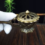 Suport de Tamaiat, Flippy, din Aliaj de Zinc, Model Lotus, Ignifug, 9.7 x 4.8 x 4.7 cm, Bronz - imagine 5